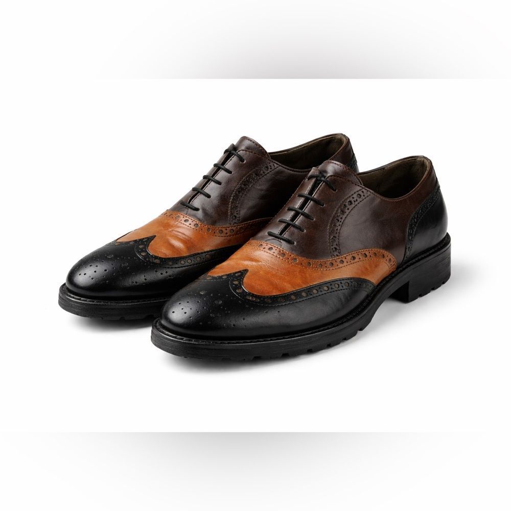 Botticelli Men’s Wingtip Oxfords Tri Tone Leather Brogues IT 39 US 6.5